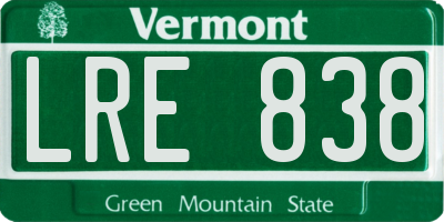 VT license plate LRE838