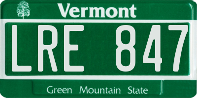 VT license plate LRE847