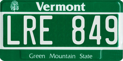 VT license plate LRE849