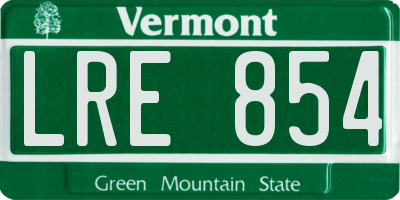 VT license plate LRE854