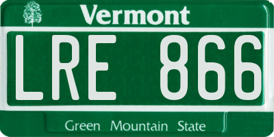 VT license plate LRE866