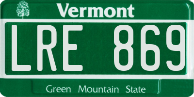 VT license plate LRE869