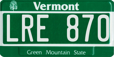 VT license plate LRE870