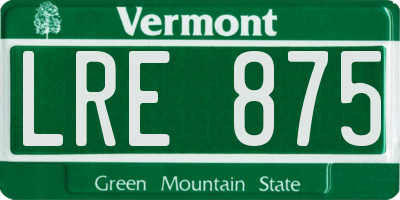 VT license plate LRE875