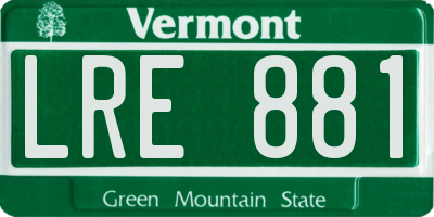 VT license plate LRE881