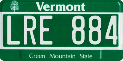 VT license plate LRE884