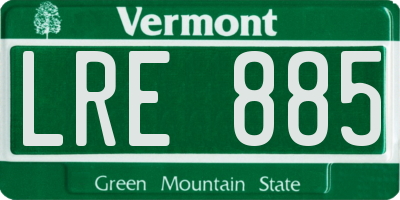 VT license plate LRE885