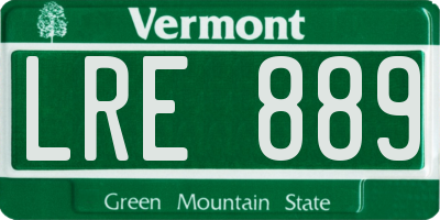 VT license plate LRE889