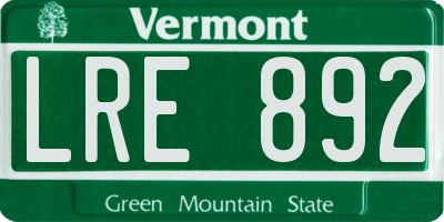 VT license plate LRE892