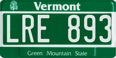 VT license plate LRE893
