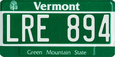 VT license plate LRE894