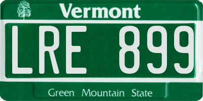 VT license plate LRE899