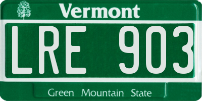 VT license plate LRE903