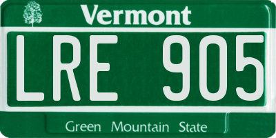 VT license plate LRE905