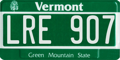 VT license plate LRE907