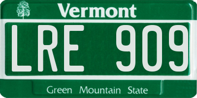 VT license plate LRE909