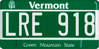 VT license plate LRE918