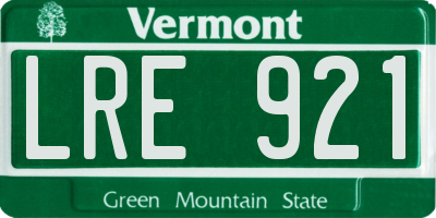 VT license plate LRE921