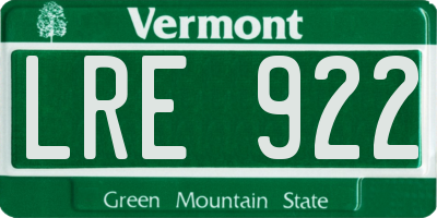 VT license plate LRE922