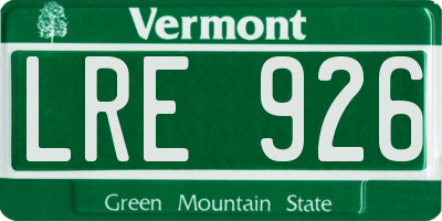 VT license plate LRE926
