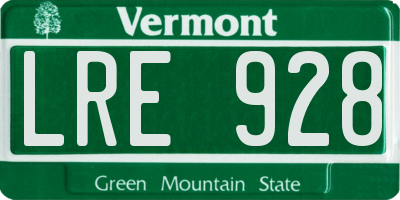 VT license plate LRE928