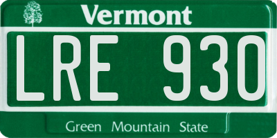 VT license plate LRE930
