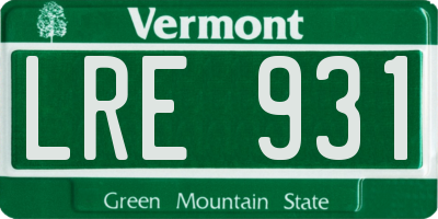 VT license plate LRE931