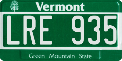 VT license plate LRE935