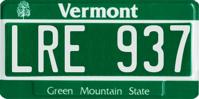 VT license plate LRE937