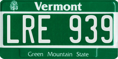 VT license plate LRE939