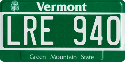 VT license plate LRE940