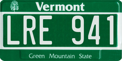VT license plate LRE941