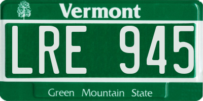 VT license plate LRE945