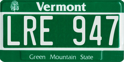 VT license plate LRE947