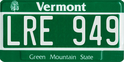 VT license plate LRE949