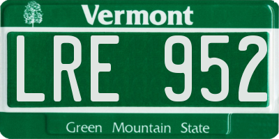 VT license plate LRE952
