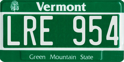 VT license plate LRE954