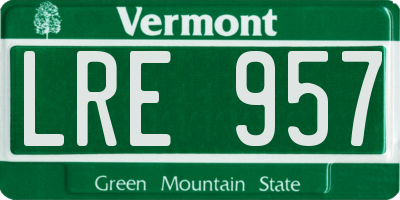 VT license plate LRE957