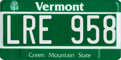 VT license plate LRE958