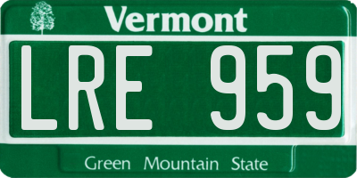 VT license plate LRE959