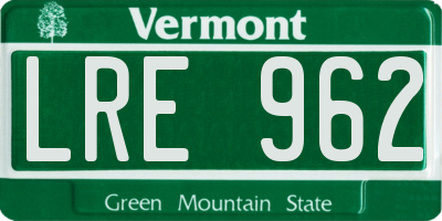 VT license plate LRE962