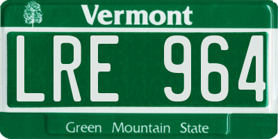 VT license plate LRE964