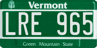VT license plate LRE965