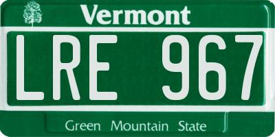 VT license plate LRE967