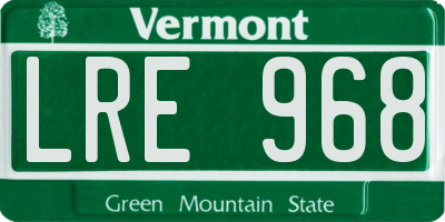 VT license plate LRE968