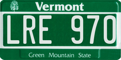 VT license plate LRE970