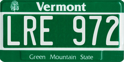 VT license plate LRE972
