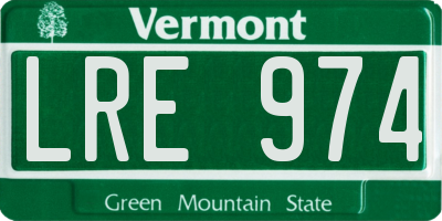 VT license plate LRE974