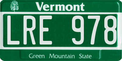 VT license plate LRE978