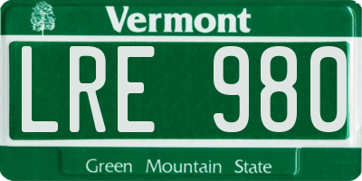 VT license plate LRE980